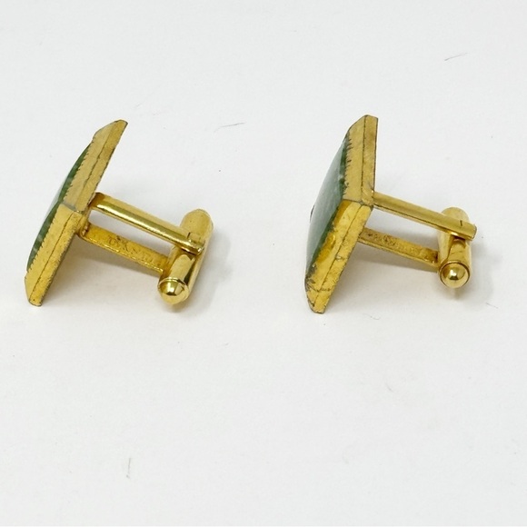 Jade Green Stone Vintage Quality DANTE Cuff Links beautiful - Picture 2 of 8